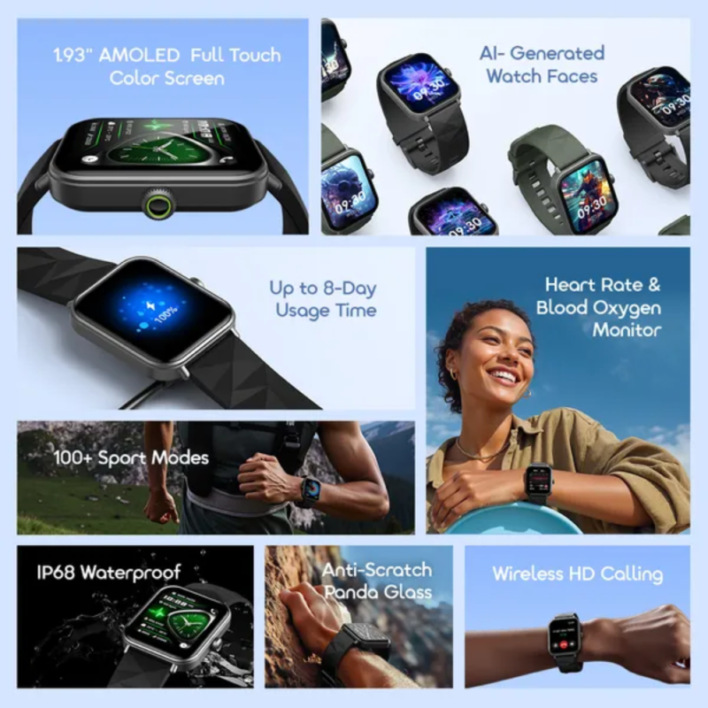 Oraimo Watch Nova 2 Lite 1.93'' AMOLED Full Touch Screen Smart Watch (OSW-814L)