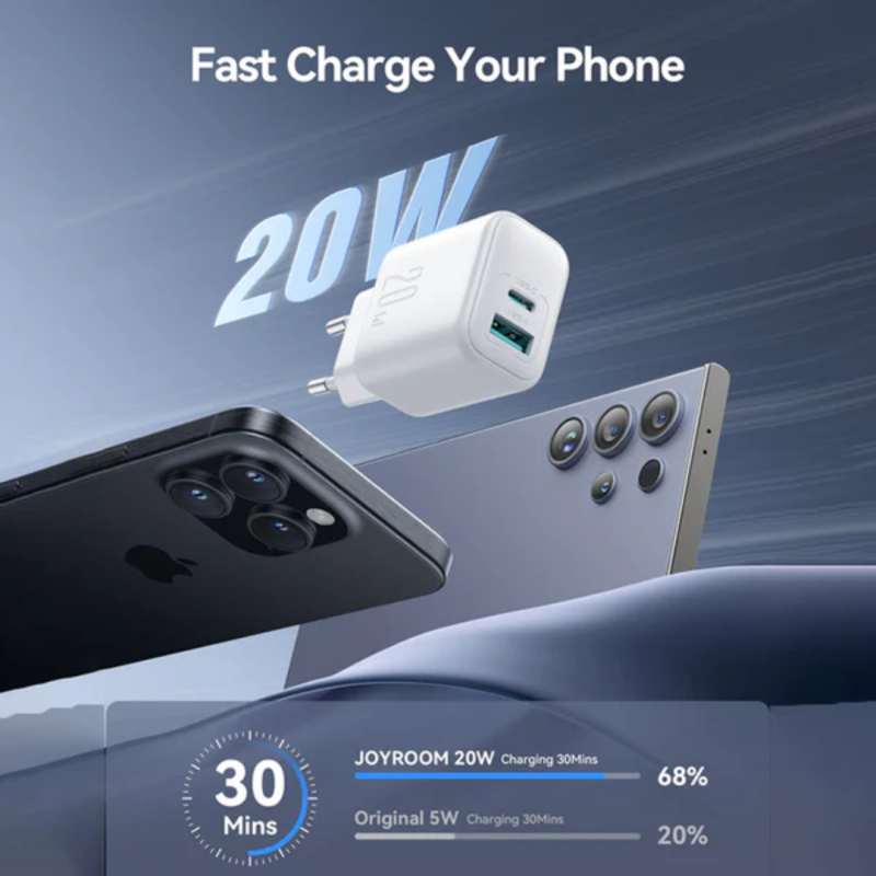 Joyroom 20W Dual-Port (A+C) Charger White ‚Äì JR-TCF21