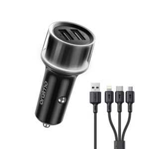Oraimo Highway 15 15.5W Car Charger with 3-in-1 Cable Black (OCC-1152D-X93) | With Official One Year Brand Warranty | Authentico.pk